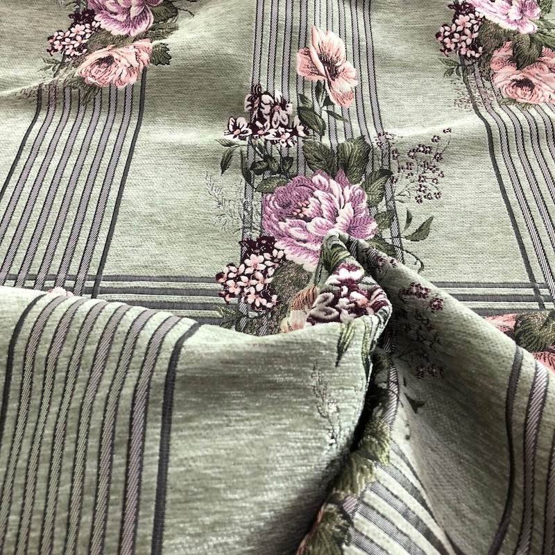 green flower upholstery fabric